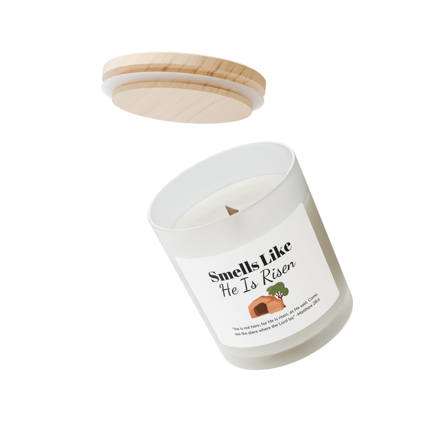 He Is Risen Frosted Candle