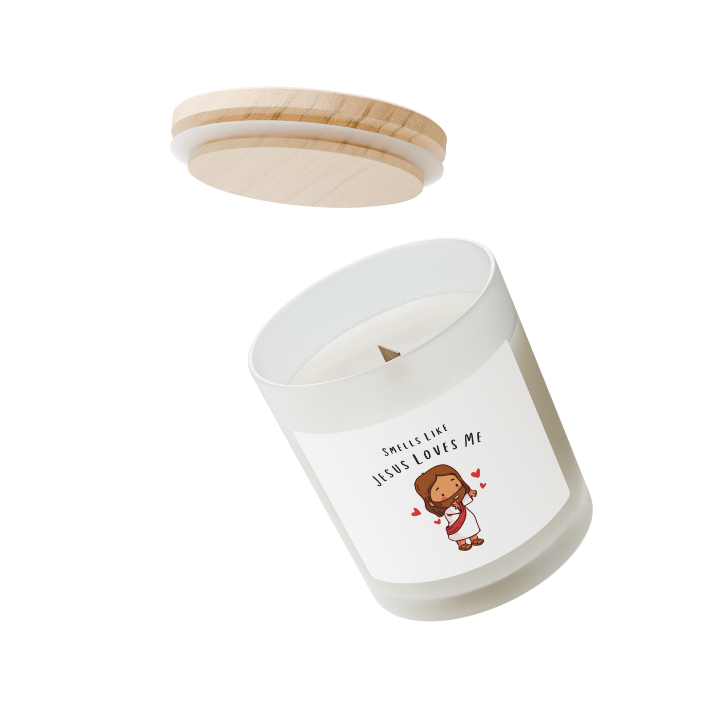 Jesus Loves Me Frosted Candle