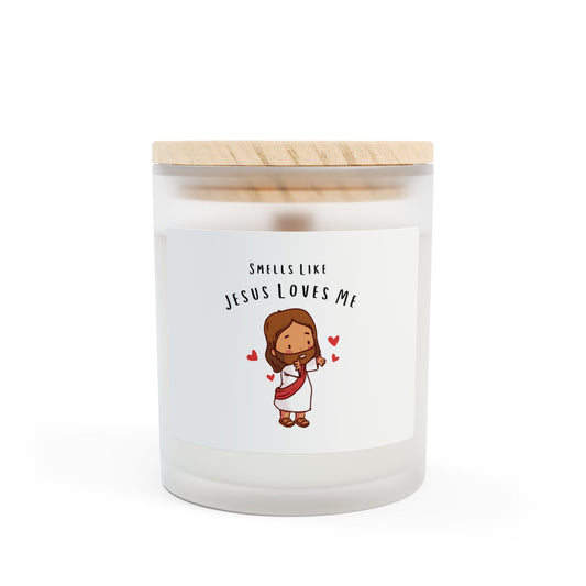 Jesus Loves Me Frosted Candle